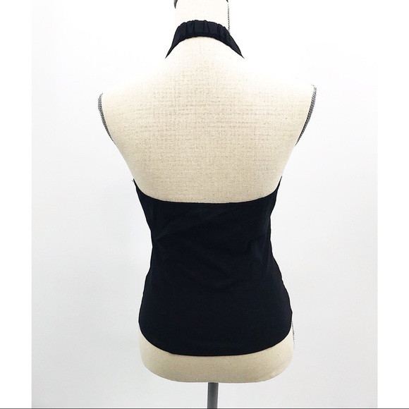 Halter with military button detailing zip front Size Small Black - Picture 6 of 8